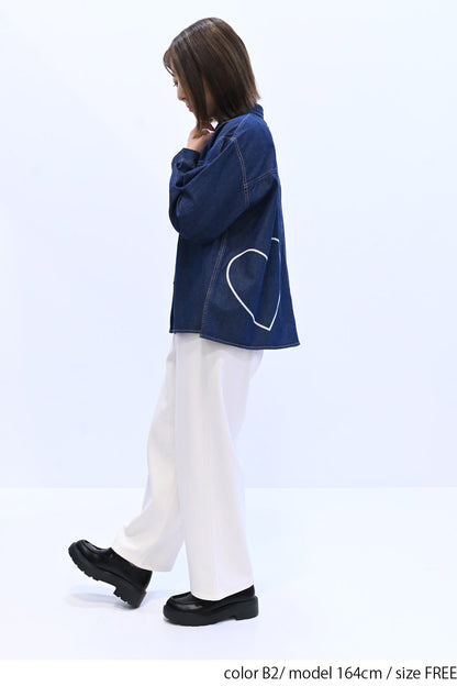 ≪SALE≫ DENIM Shirt with Printed Hem