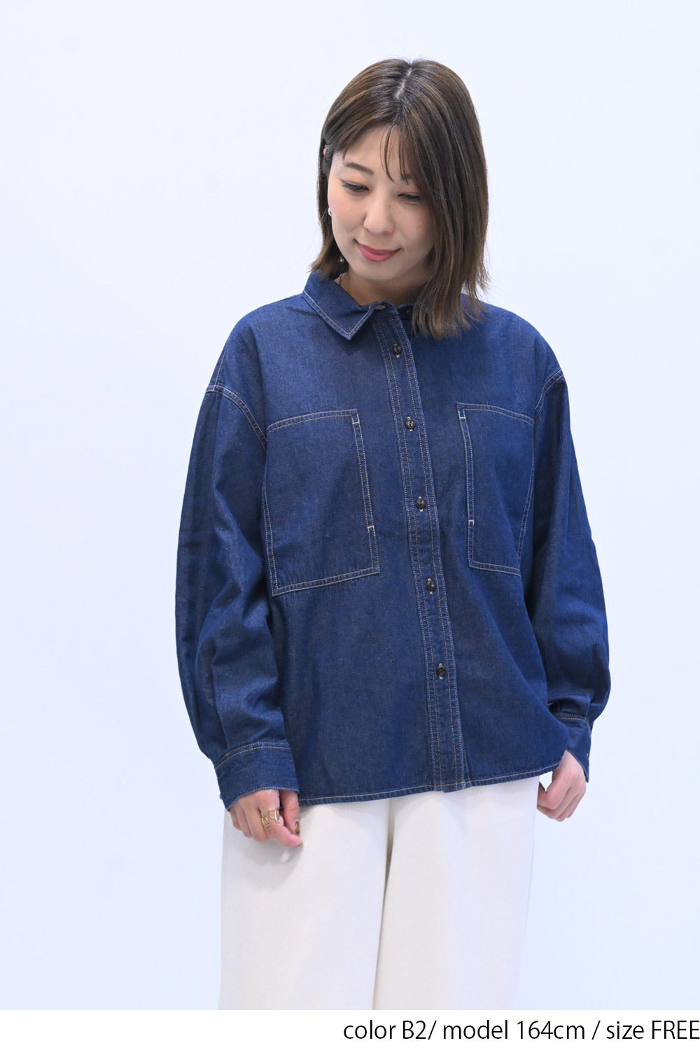 ≪SALE≫ DENIM Shirt with Printed Hem