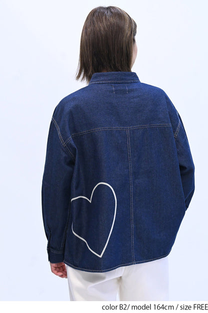≪SALE≫ DENIM Shirt with Printed Hem