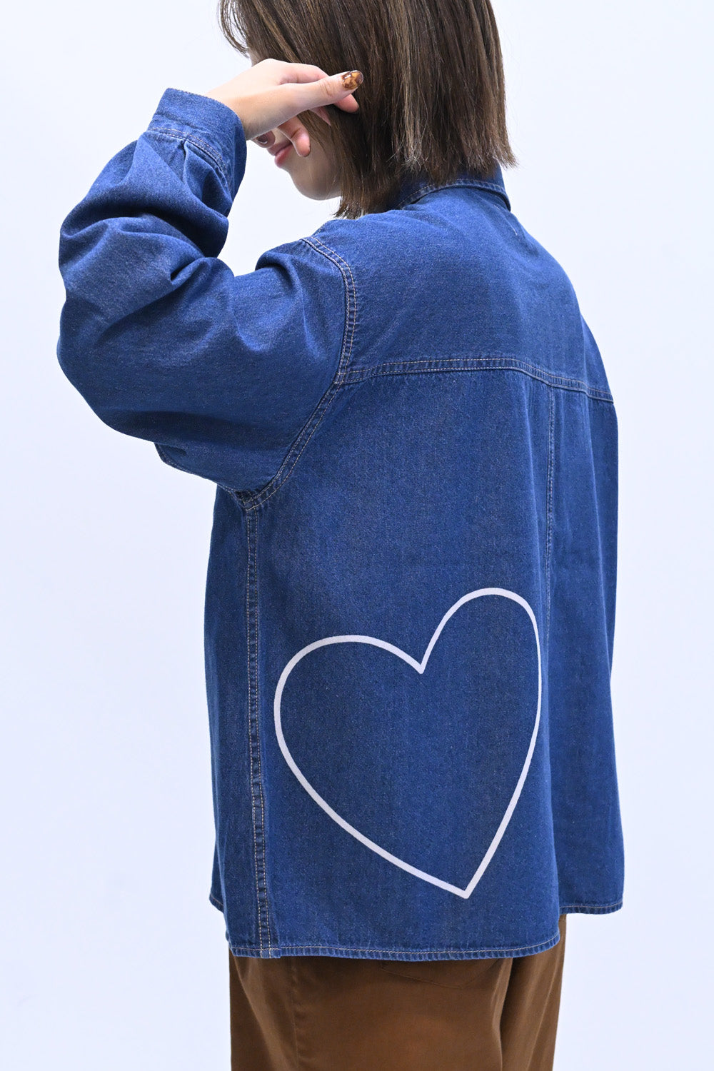 ≪SALE≫ DENIM Shirt with Printed Hem