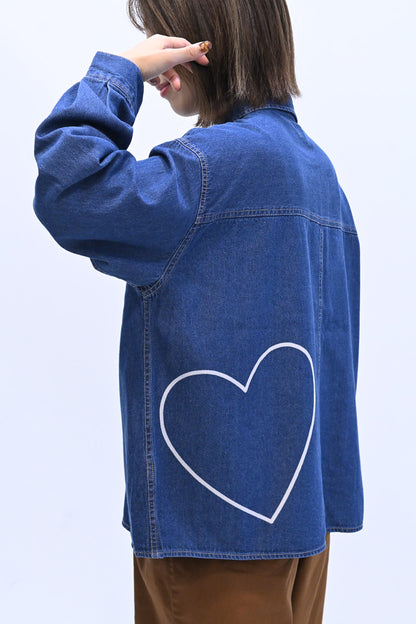 ≪SALE≫ DENIM Shirt with Printed Hem