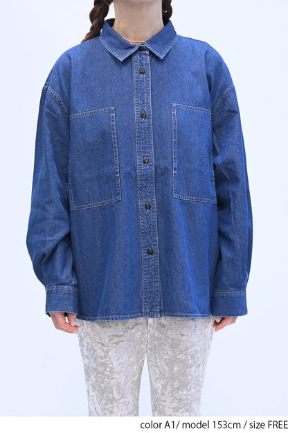 ≪SALE≫ DENIM Shirt with Printed Hem