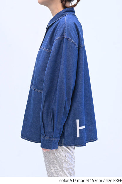 ≪SALE≫ DENIM Shirt with Printed Hem
