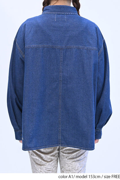 ≪SALE≫ DENIM Shirt with Printed Hem
