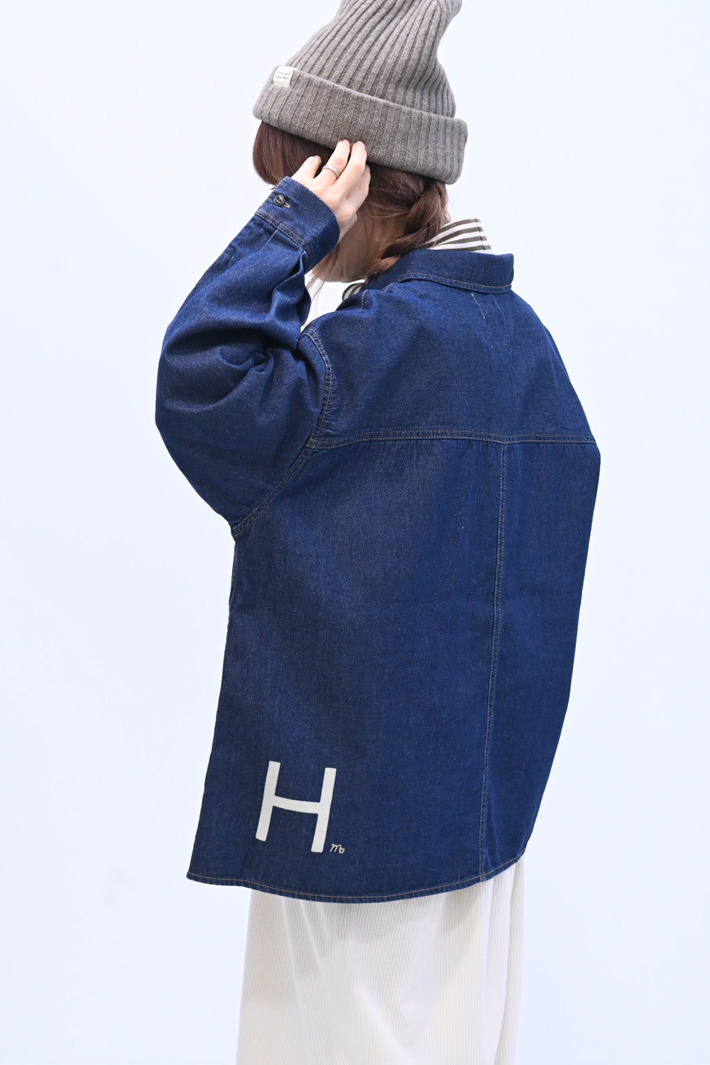 ≪SALE≫ DENIM Shirt with Printed Hem