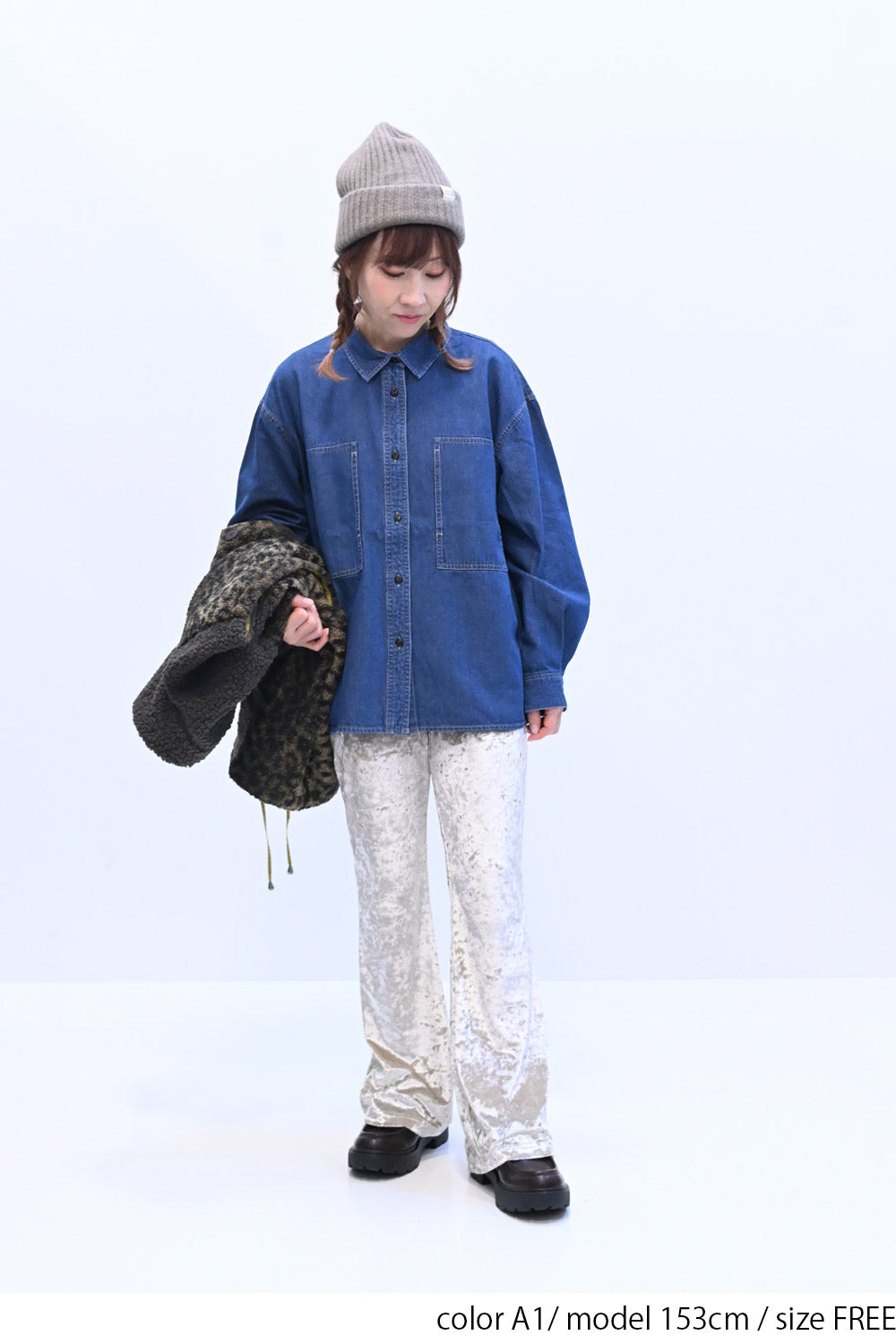 ≪SALE≫ DENIM Shirt with Printed Hem