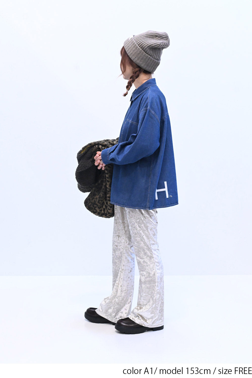 ≪SALE≫ DENIM Shirt with Printed Hem