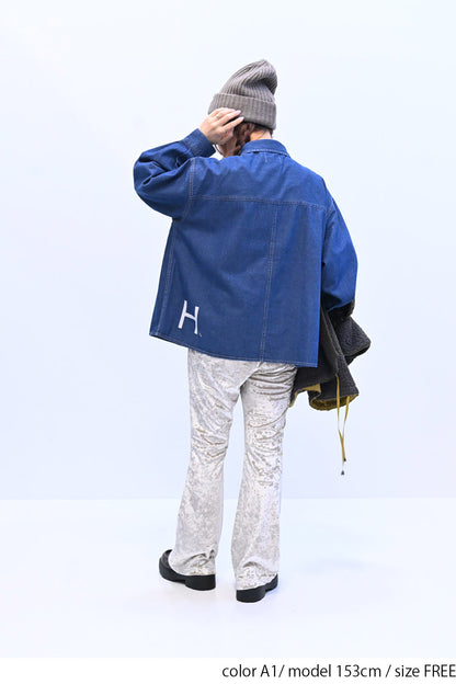 ≪SALE≫ DENIM Shirt with Printed Hem