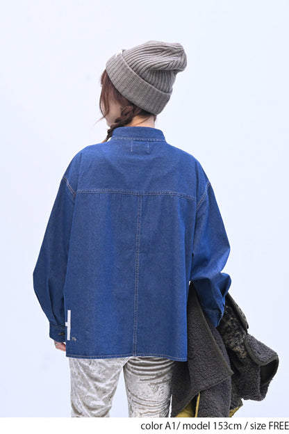 ≪SALE≫ DENIM Shirt with Printed Hem