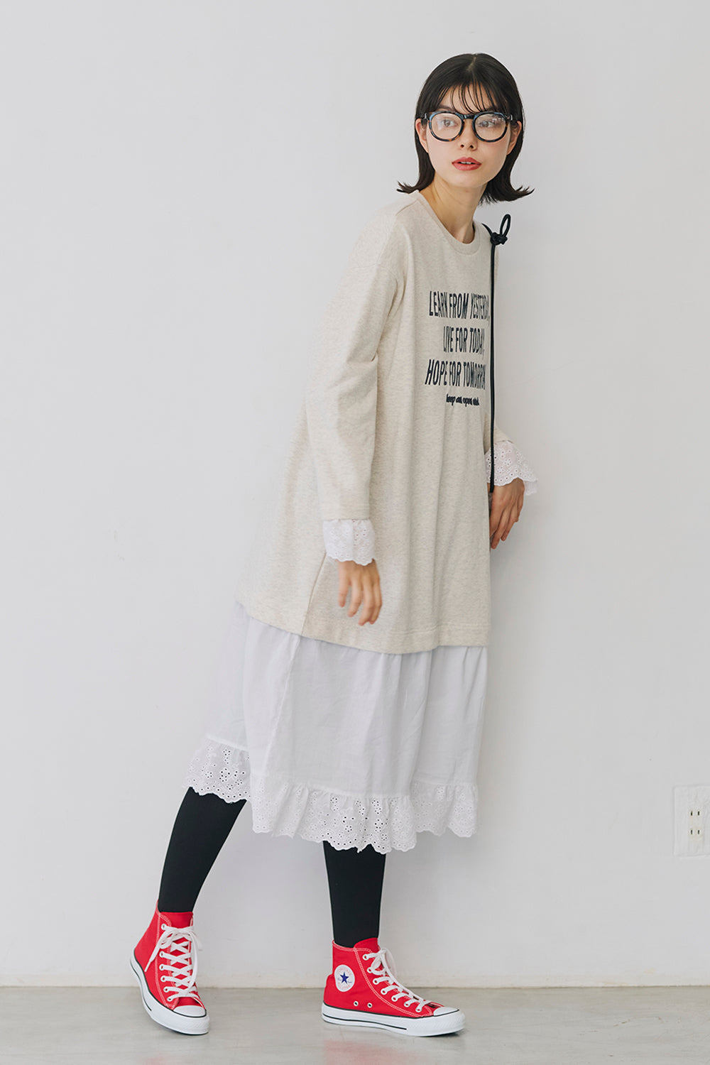 ≪SALE≫ 【charmmy】 Lace Switch Fleece Dress