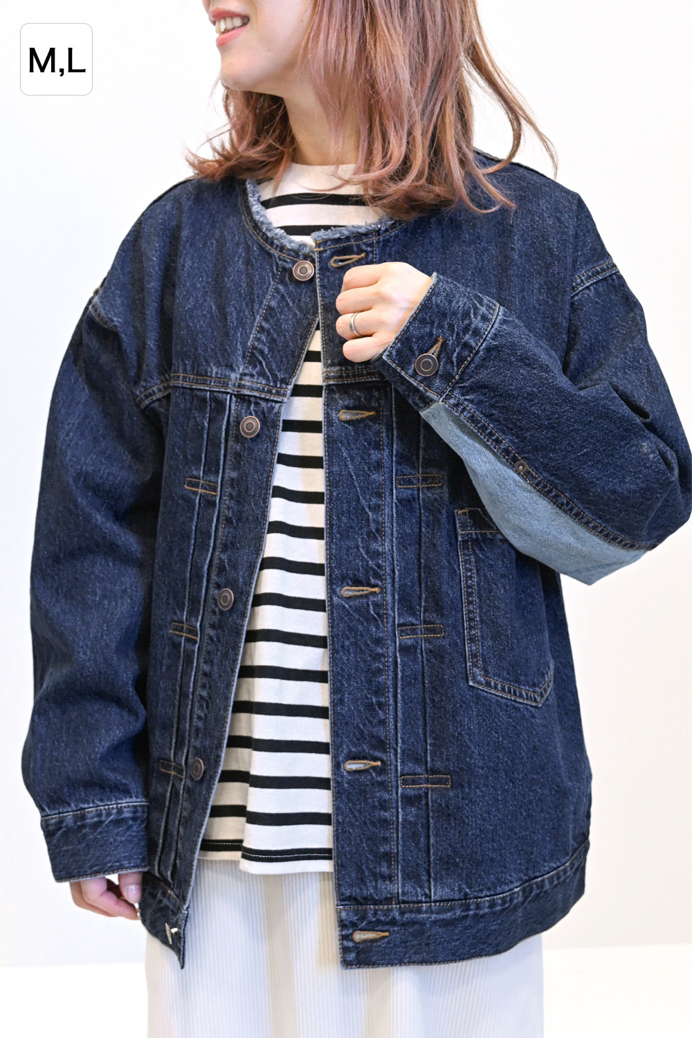 ≪SALE≫Collarless Denim Jacket ②