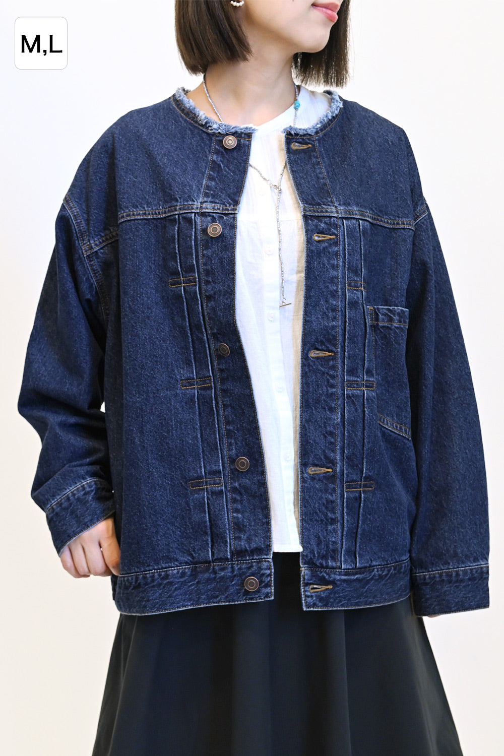 ≪SALE≫Collarless Denim Jacket ②