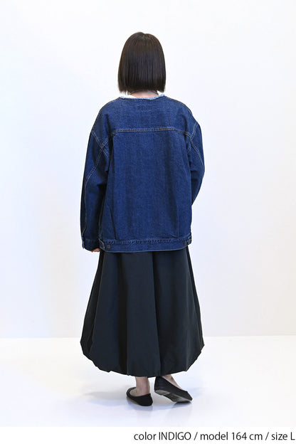 ≪SALE≫Collarless Denim Jacket ②