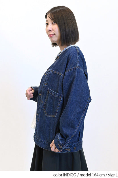 ≪SALE≫Collarless Denim Jacket ②