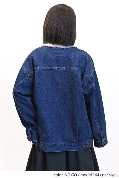 ≪SALE≫Collarless Denim Jacket ②