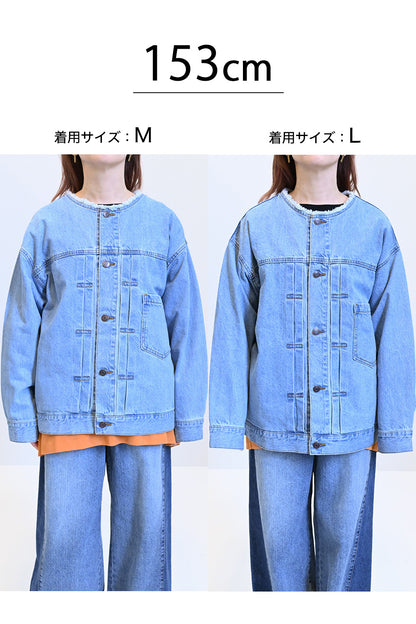 ≪SALE≫Collarless Denim Jacket ②