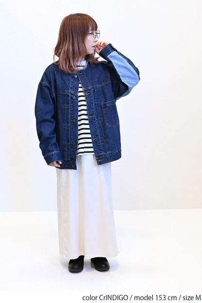 ≪SALE≫Collarless Denim Jacket ②