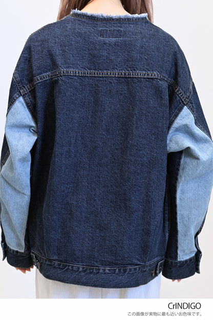 ≪SALE≫Collarless Denim Jacket ②
