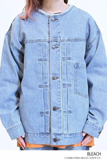 ≪SALE≫Collarless Denim Jacket ②