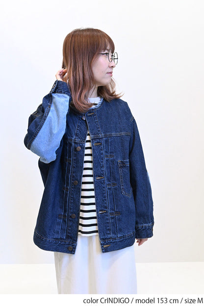 ≪SALE≫Collarless Denim Jacket ②