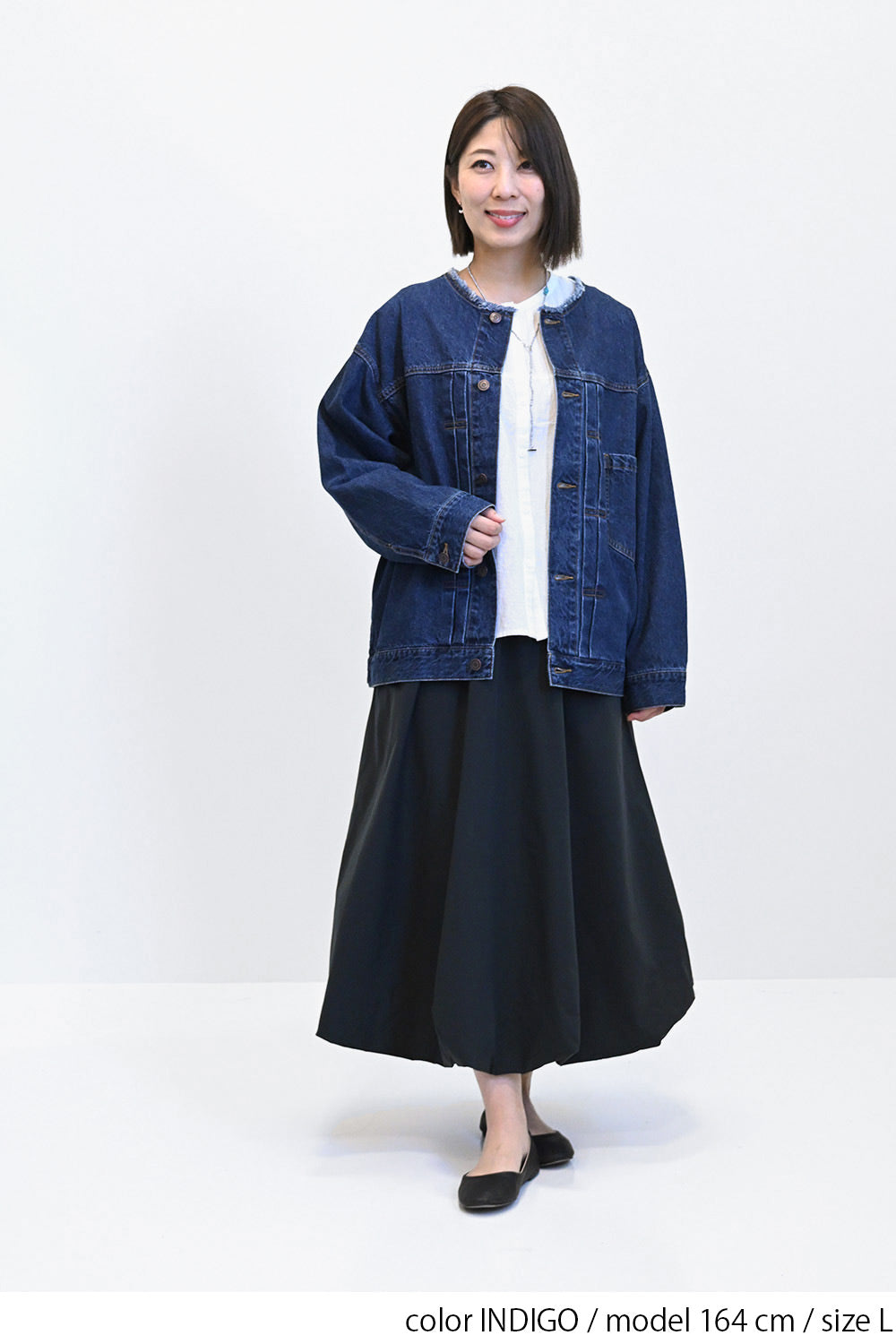 ≪SALE≫Collarless Denim Jacket ②
