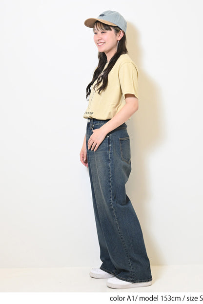 イージーストレートワイドパンツ