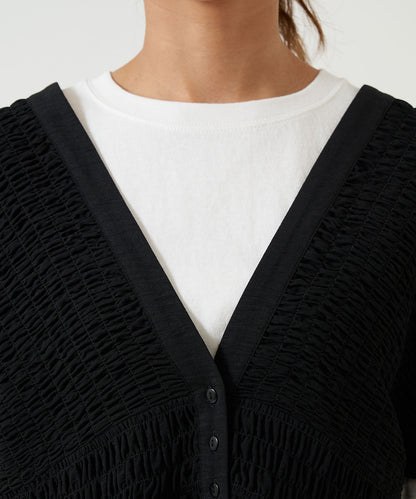 《Coming soon》Shirred V-neck vest