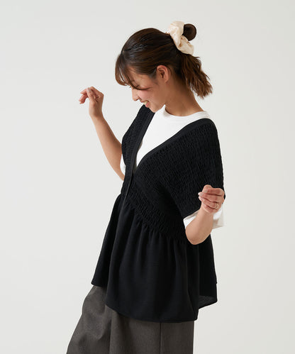 《Coming soon》Shirred V-neck vest