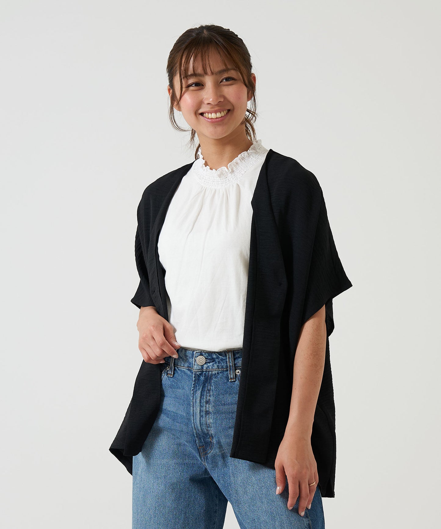 《Coming soon》Textured satin dolman cardigan