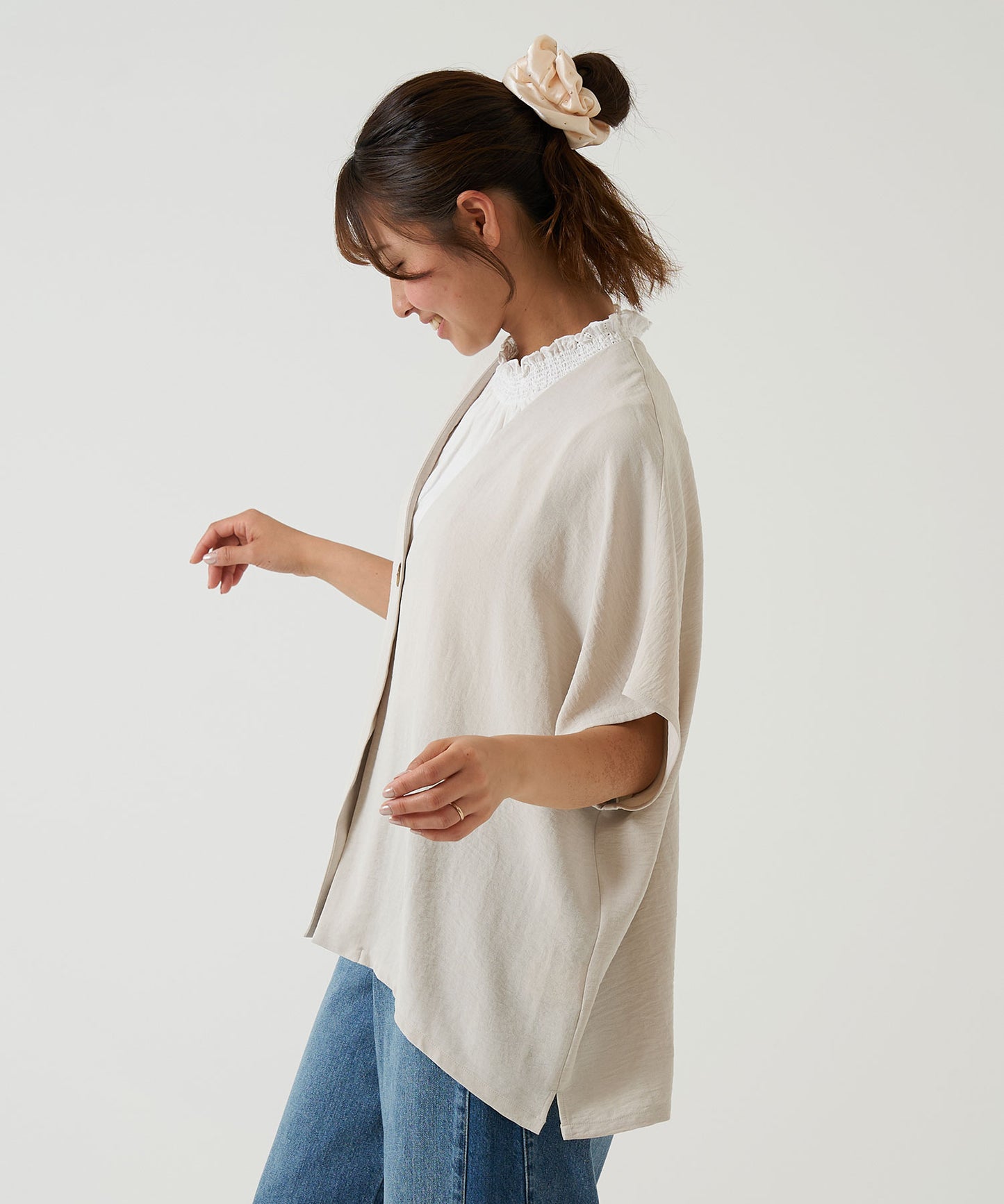 《Coming soon》Textured satin dolman cardigan
