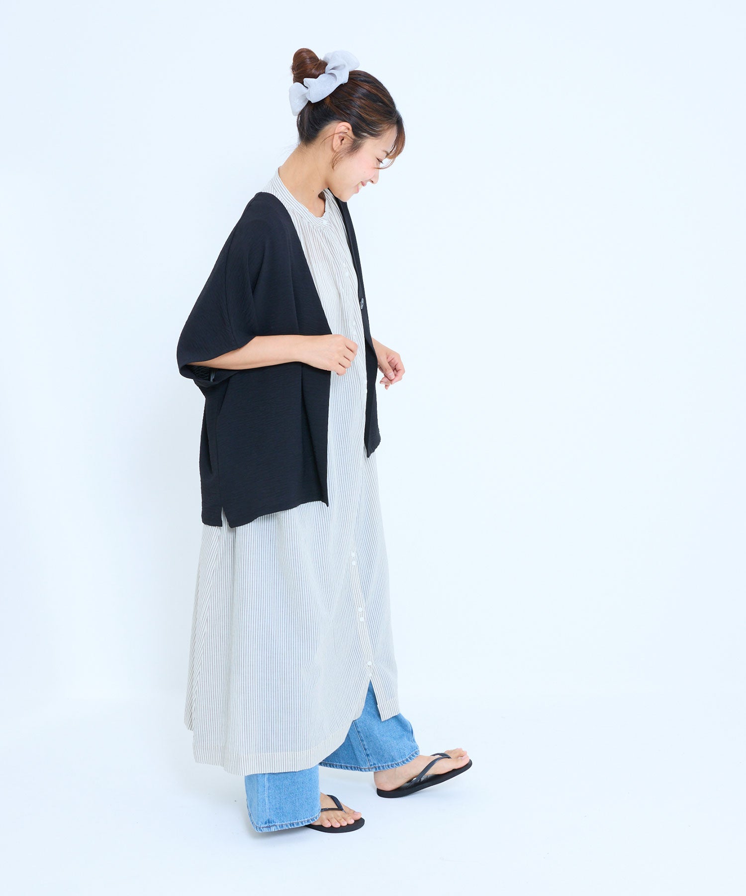 《Coming soon》Textured satin dolman cardigan