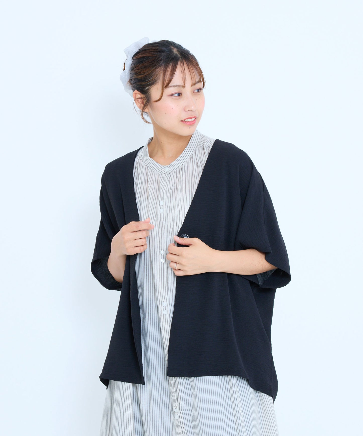 《6月30日新色入荷》【接触冷感×吸水速乾】シボサテンドルマンカーデ