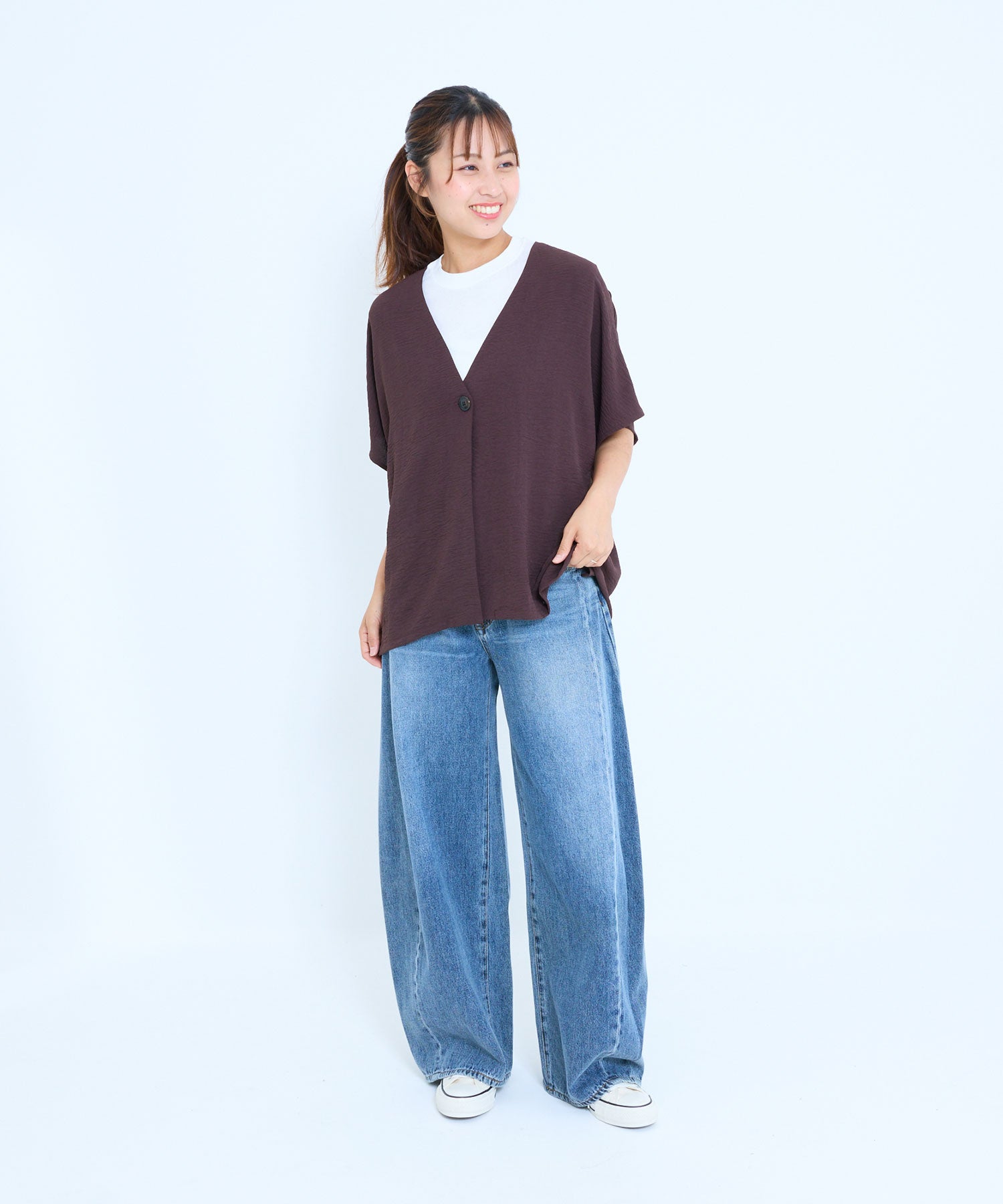 《Coming soon》Textured satin dolman cardigan