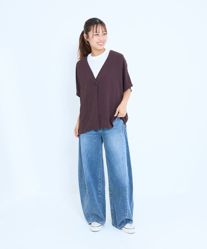 《6月30日新色入荷》【接触冷感×吸水速乾】シボサテンドルマンカーデ