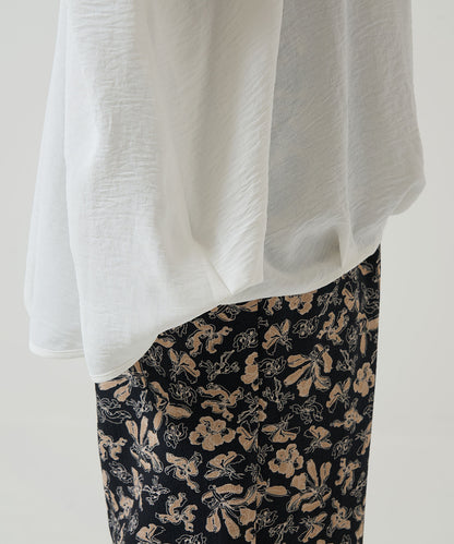 《Coming soon》Textured satin hem tuck front-open tunic