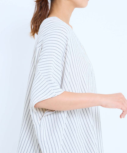《7月6日入荷予定》【接触冷感/吸水速乾】シボサテン裾タックスキッパープルオーバー