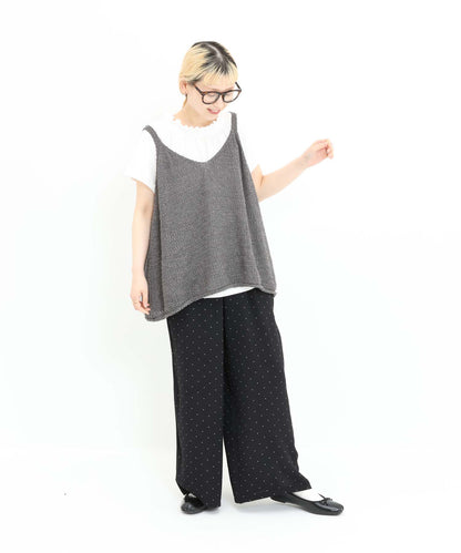 《7月3日入荷予定》【接触冷感/吸水速乾】シボドットイージーワイドパンツ