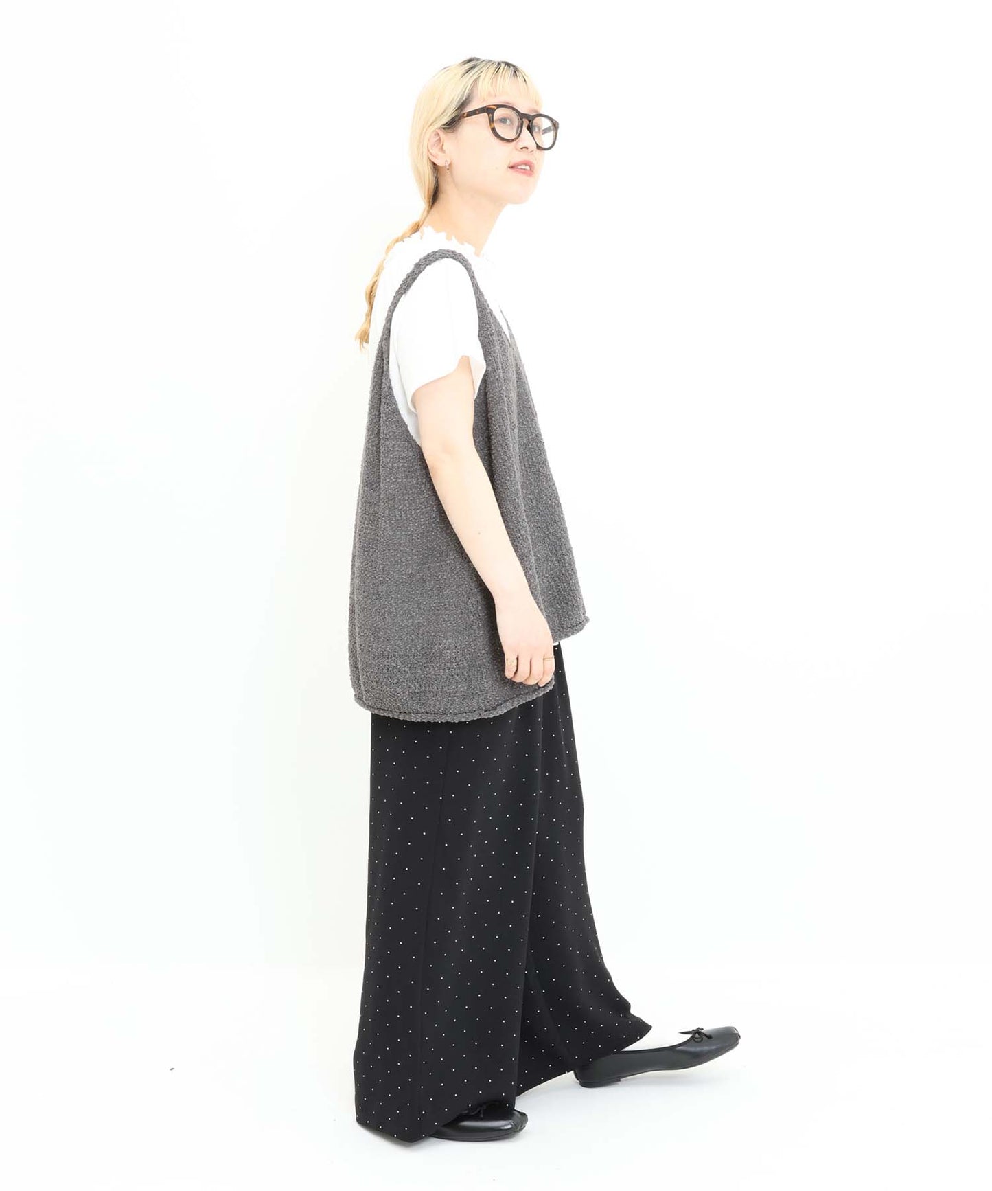 《7月3日入荷予定》【接触冷感/吸水速乾】シボドットイージーワイドパンツ
