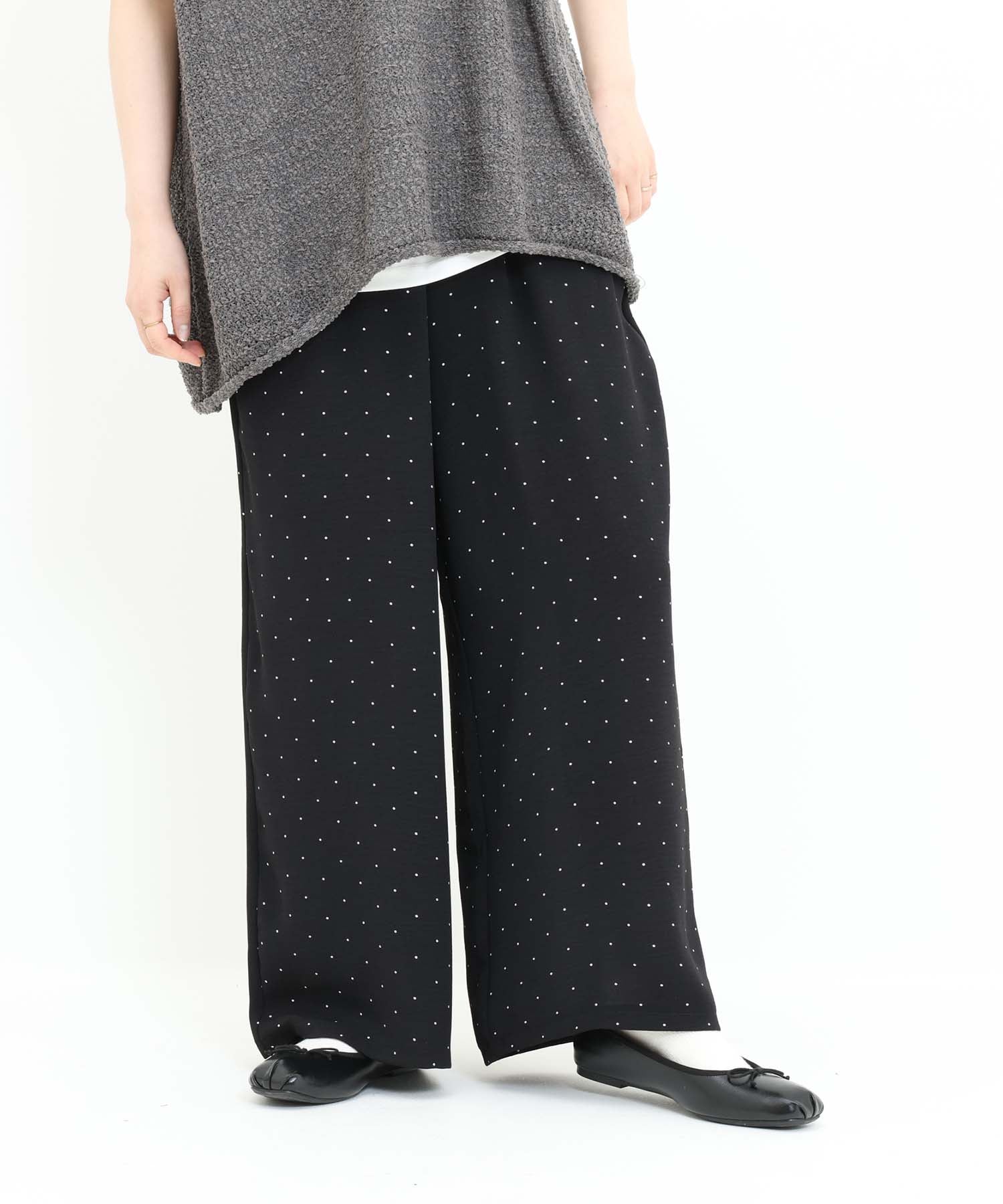 《7月3日入荷予定》【接触冷感/吸水速乾】シボドットイージーワイドパンツ