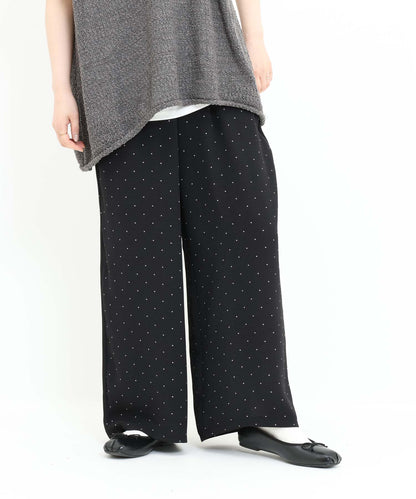 《7月3日入荷予定》【接触冷感/吸水速乾】シボドットイージーワイドパンツ