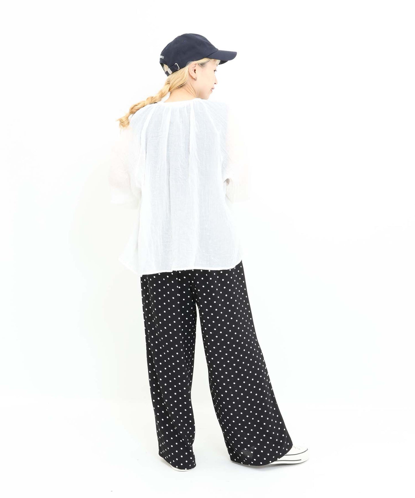 《7月3日入荷予定》【接触冷感/吸水速乾】シボドットイージーワイドパンツ