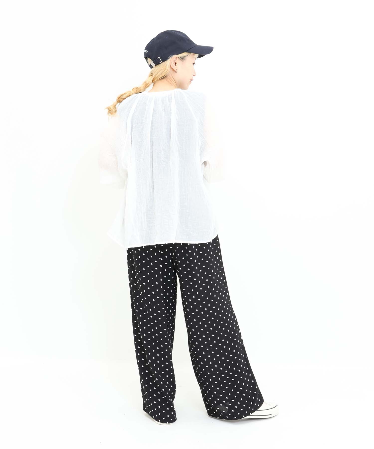 《7月3日入荷予定》【接触冷感/吸水速乾】シボドットイージーワイドパンツ