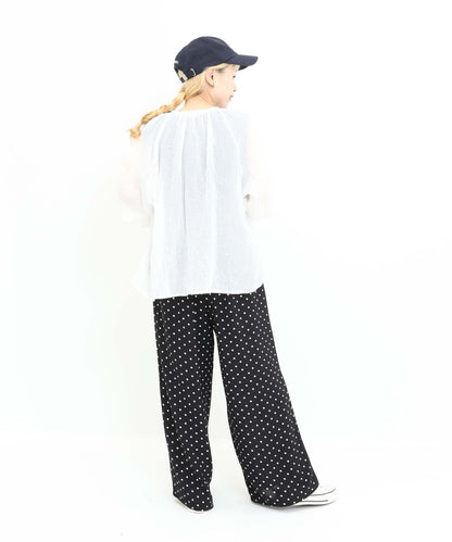 《7月3日入荷予定》【接触冷感/吸水速乾】シボドットイージーワイドパンツ