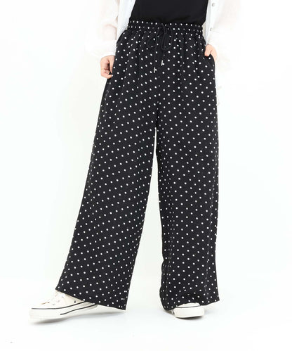 《7月3日入荷予定》【接触冷感/吸水速乾】シボドットイージーワイドパンツ