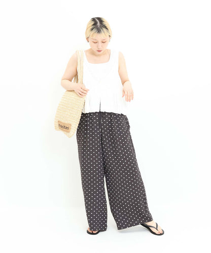 《7月3日入荷予定》【接触冷感/吸水速乾】シボドットイージーワイドパンツ