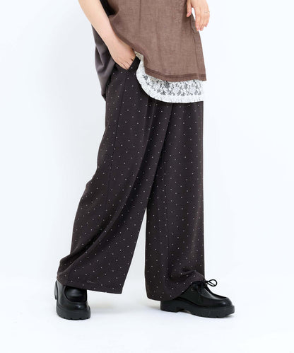《7月3日入荷予定》【接触冷感/吸水速乾】シボドットイージーワイドパンツ