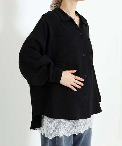 《近日発売》【接触冷感×吸水速乾】シボサテンポケ付きシャツチュニック
