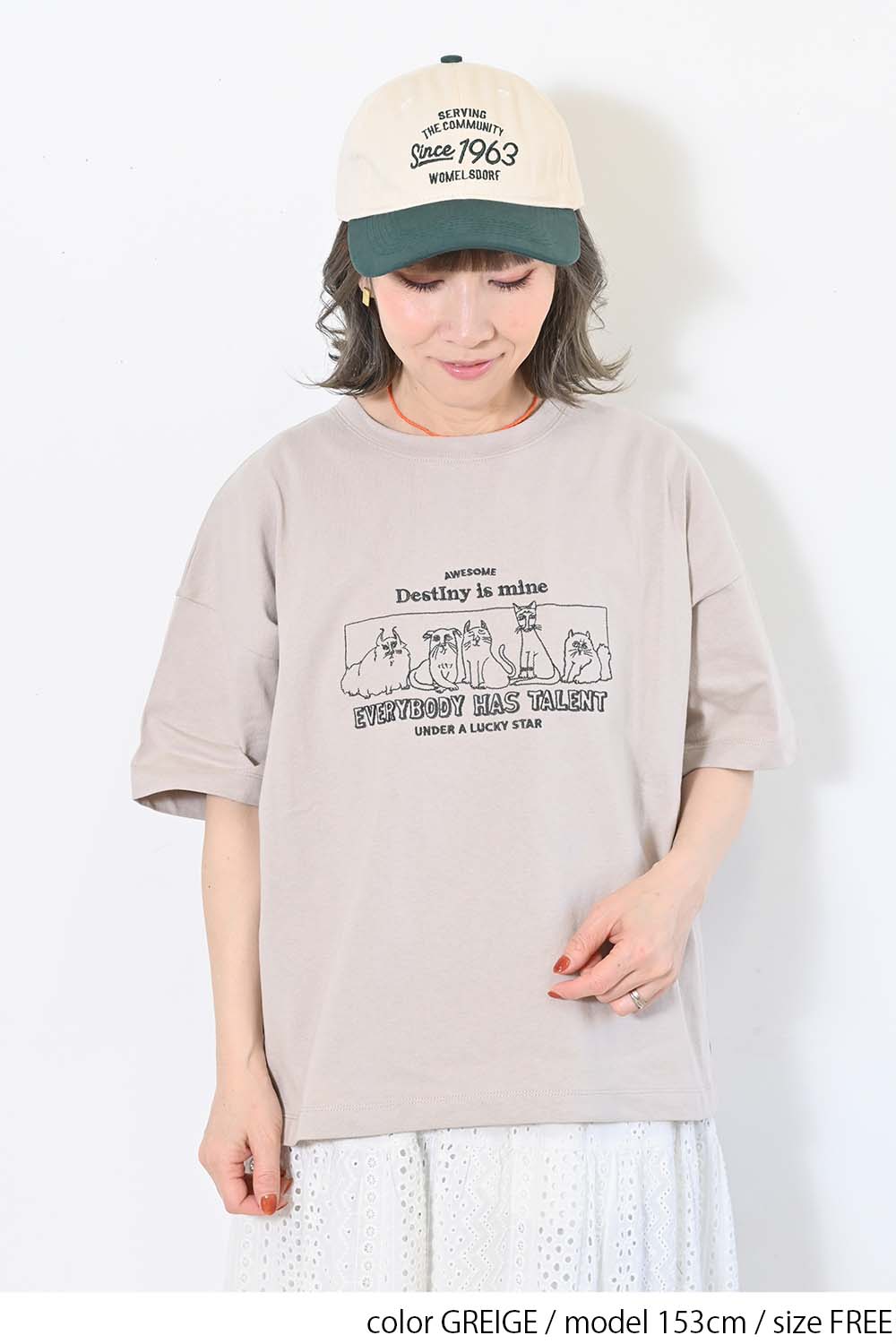 ≪SALE≫ネコ刺繍5分袖T – HEART MARKET