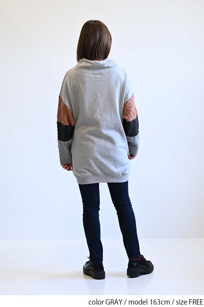 ≪SALE≫Warm Brushed Collar Twist × Knit Tunic