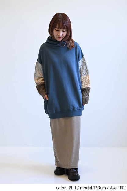 ≪SALE≫Warm Brushed Collar Twist × Knit Tunic